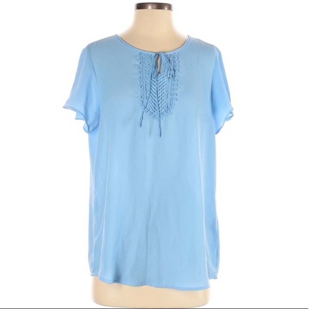 Christopher & Banks sz S blue short sleeve blouse